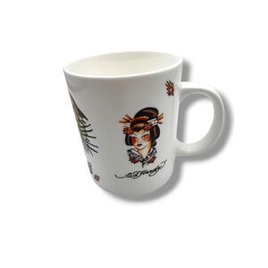 Ed Hardy Mug White Tiger Geisha Tattoo Art Coffee Cup Mug